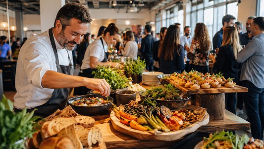 Chef traiteur en animation culinaire lors d’un événement d’entreprise