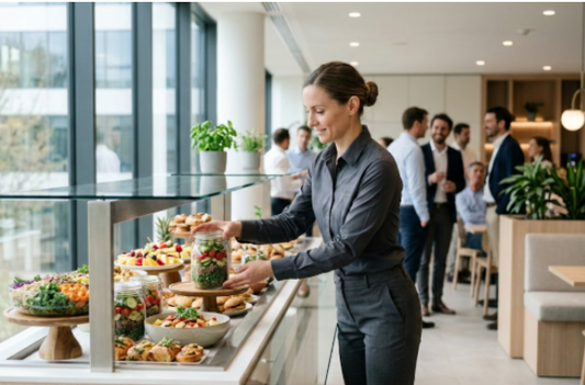 Mise en place d'un buffet traiteur inclusif dans les locaux d'une entreprise