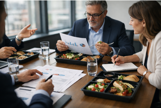 Plateaux-repas servis pendant une réunion de travail en entreprise